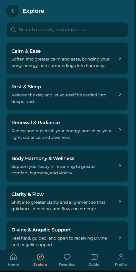 Soar Sound Sanctuary App Screen