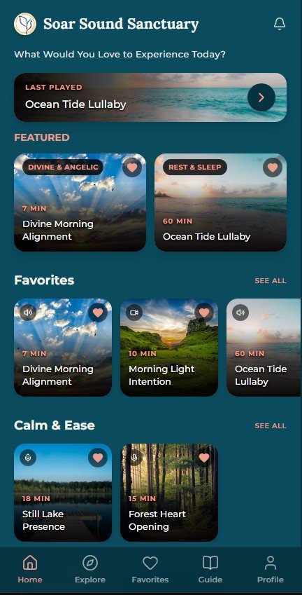 Soar Sound Sanctuary App Home Screen